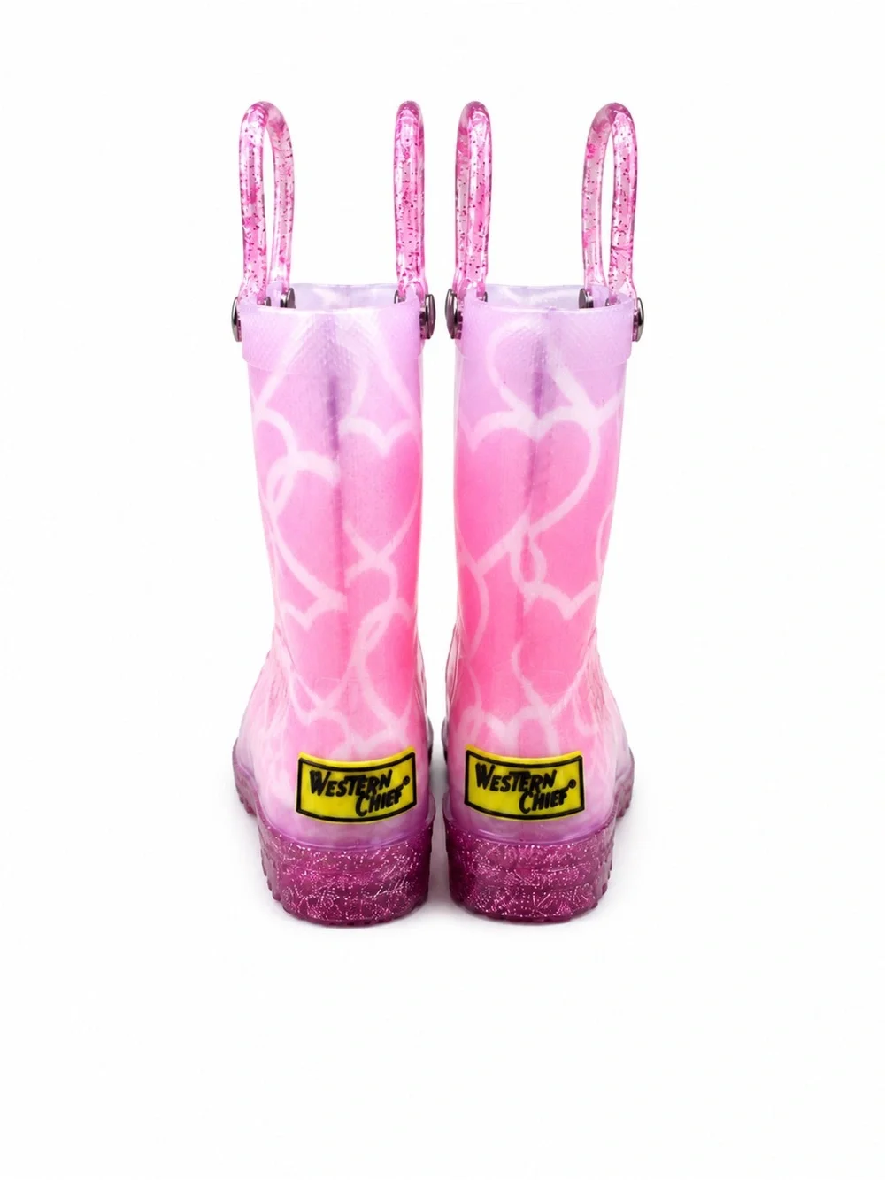 Western Chief Light-Up Glitter Heart Rain Boots Toddler Girls Size 5 NWOT